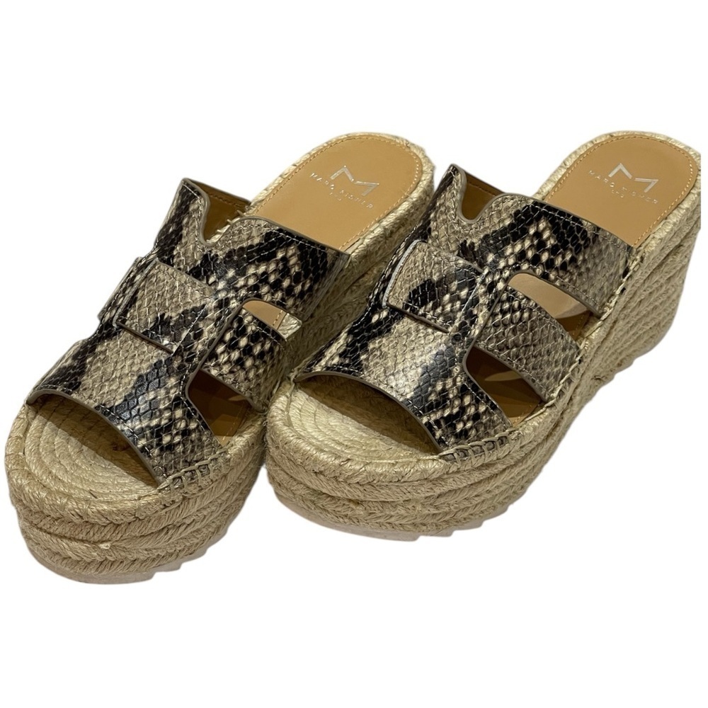 MARC FISHER PYTHON BOHO ESPADRILLE WEDGE SLIP ON SANDALS SZ 6M EUC